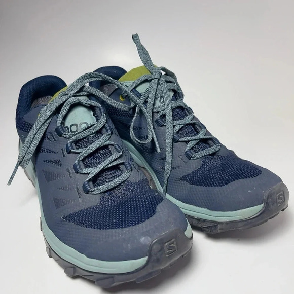 Salomon Womens 9.5 Outline Mid GTX W Navy Blazer Hydro Guacamole Outdoor Shoes - Picture 1 of 16